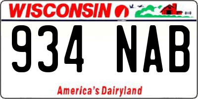 WI license plate 934NAB