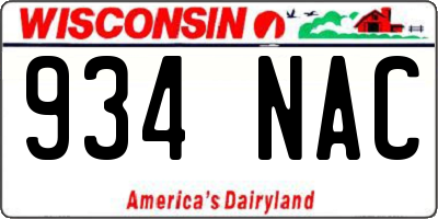 WI license plate 934NAC