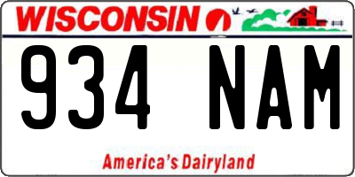 WI license plate 934NAM