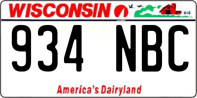 WI license plate 934NBC