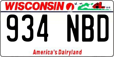 WI license plate 934NBD