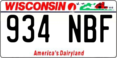 WI license plate 934NBF