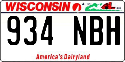 WI license plate 934NBH