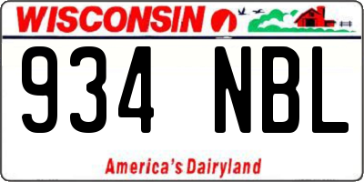 WI license plate 934NBL