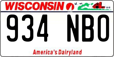 WI license plate 934NBO