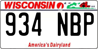 WI license plate 934NBP