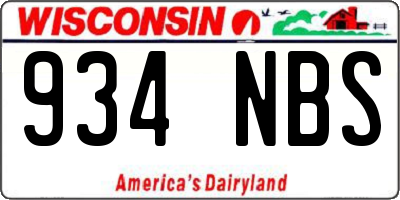 WI license plate 934NBS