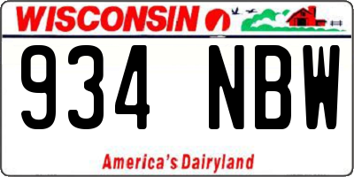 WI license plate 934NBW