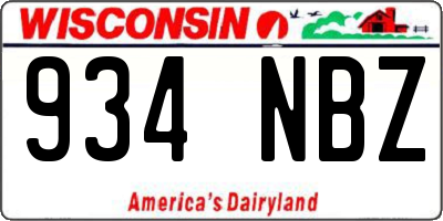 WI license plate 934NBZ