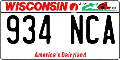 WI license plate 934NCA