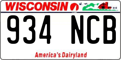 WI license plate 934NCB