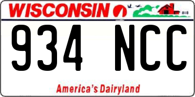 WI license plate 934NCC