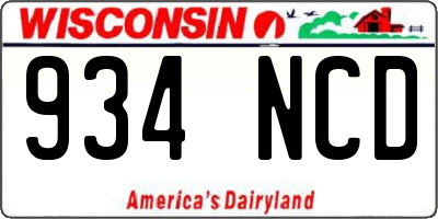 WI license plate 934NCD