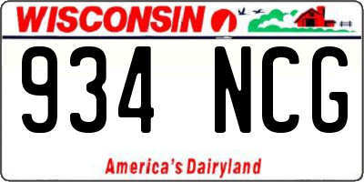 WI license plate 934NCG