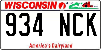 WI license plate 934NCK