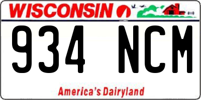 WI license plate 934NCM