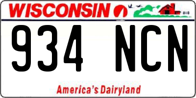 WI license plate 934NCN
