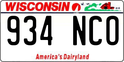 WI license plate 934NCO