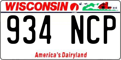 WI license plate 934NCP