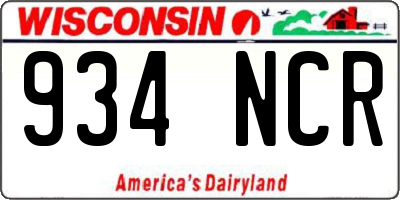 WI license plate 934NCR