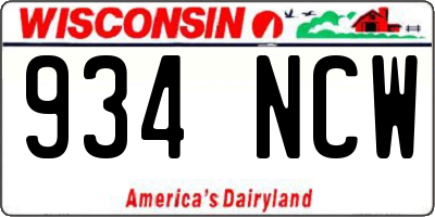 WI license plate 934NCW