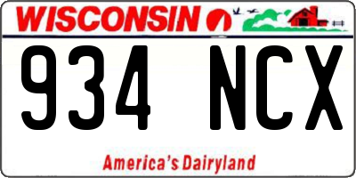 WI license plate 934NCX