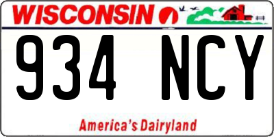 WI license plate 934NCY