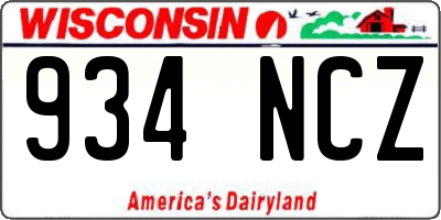 WI license plate 934NCZ