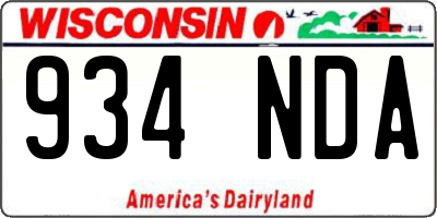 WI license plate 934NDA