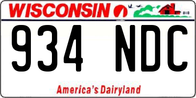 WI license plate 934NDC