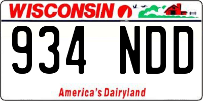 WI license plate 934NDD