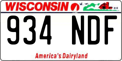 WI license plate 934NDF