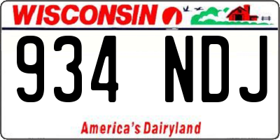 WI license plate 934NDJ