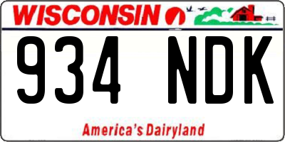 WI license plate 934NDK