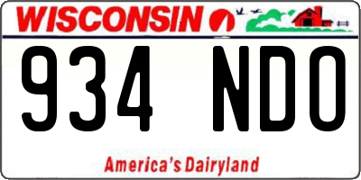 WI license plate 934NDO