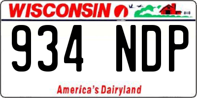 WI license plate 934NDP