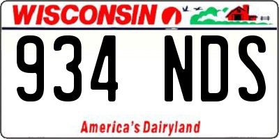 WI license plate 934NDS