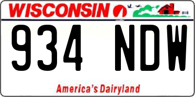 WI license plate 934NDW