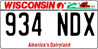 WI license plate 934NDX