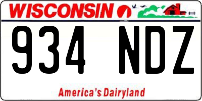 WI license plate 934NDZ