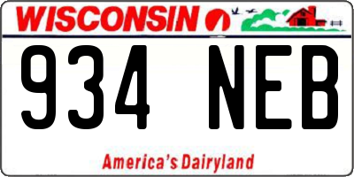 WI license plate 934NEB