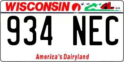 WI license plate 934NEC