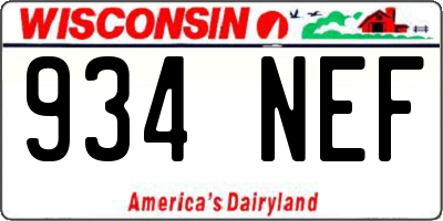 WI license plate 934NEF
