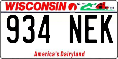 WI license plate 934NEK
