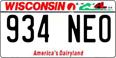 WI license plate 934NEO
