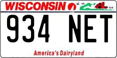 WI license plate 934NET