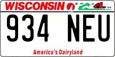 WI license plate 934NEU