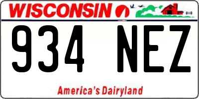 WI license plate 934NEZ