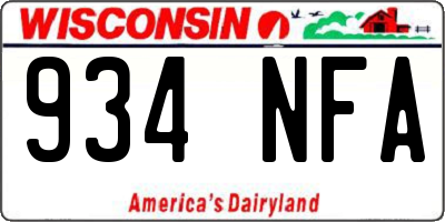 WI license plate 934NFA