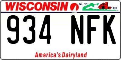WI license plate 934NFK